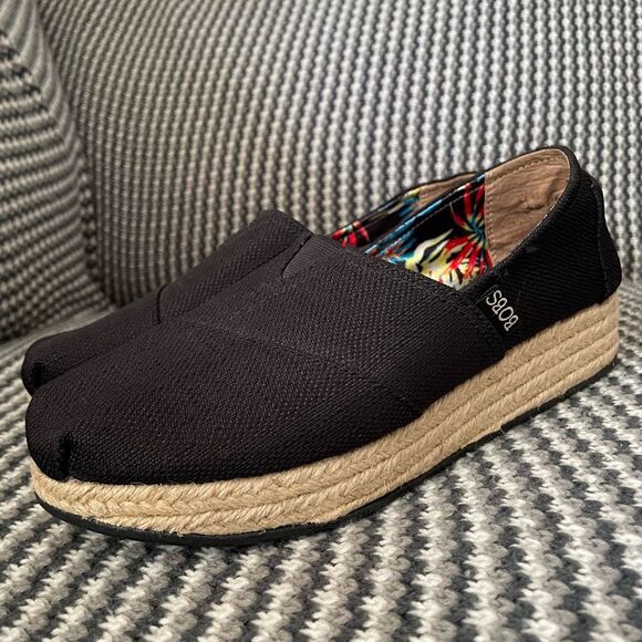 BOBS by Skechers black wedge espadrille women’s shoe size 9 - Picture 3 of 16